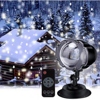 Proyector de Luz LED Navideño con Efecto Nieve y Decoración Laser