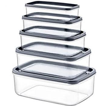 Set 5 Recipientes Herméticos Rectangulares de Alimentos 330-530-850-1300-2100ML