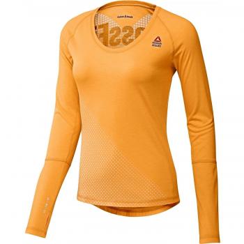 Reebok Rcf Ls Burnout Graphic T Camiseta de Manga Larga, Mujer, Naranja