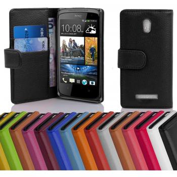 Funda Libro para HTC Desire 500 en Marrón Cognac