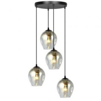 Lámpara de Suspensión Istar EPIKASA, Acero con recubrimiento de polvo y Vidrio, Color Negro y Gris, Dimensiones 40x100x40 cm
