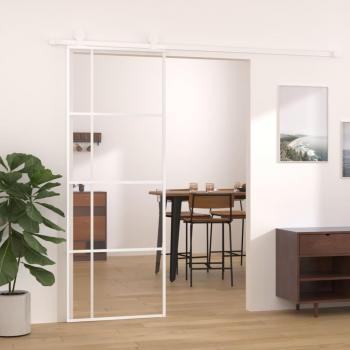 Puerta corredera de vidrio y aluminio ESG blanco 76x205 cm