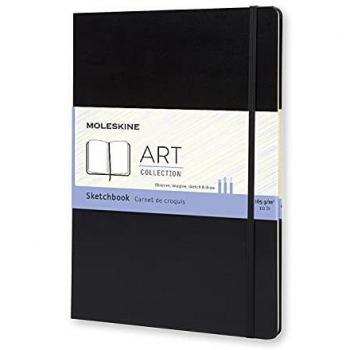 Moleskine Art Collection Watercolor Notebook, Drawing Book with Hard Cover and Elastic Closure, Paper Suitable for Watercolors and Watercolor Pencils, Black Color, Size Large 29.7 x 21 cm, 96 Pages