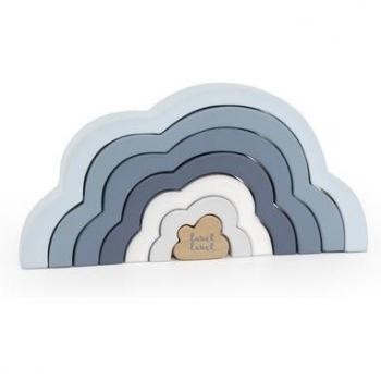 Puzzle de Madera Arcoíris en Forma de Nube Azul y Rosa - A partir de 12 Meses