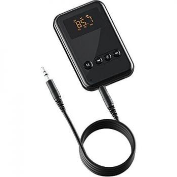 Receptor Bluetooth/Kit de Coche, WisFox Adaptador de Audio Inalámbrico Portátil con Chip CSR, 15 Horas de Tiempo de Reproducción Adaptador Bluetooth Estéreo