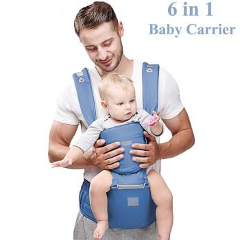 Happy Walk Mochila Portabebés Ergonómica 6 en 1 Ajustable, Múltiples Posiciones y Transpirable Baby Carrier con Asiento para Recién Nacidos y Bebés