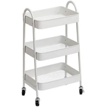 Aparador metálico con ruedas 3 niveles - blanco Tendance