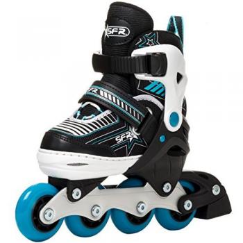 Patines en línea ajustables SFR Pulsar para niños, color negro-blanco-azul, unisex adulto, tallas 25.5-29