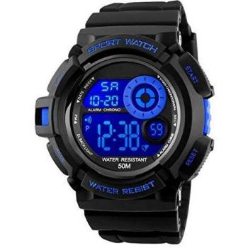 Para hombre Digital Relojes deportivos – al aire libre 50 m impermeable militar reloj cronógrafo, deporte running reloj de pulsera con alarma para los hombres