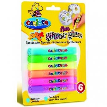 Carioca - Blister con 6 piezas, glitter glue fluo