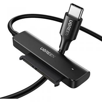 Adaptador Ugreen USB-C 3.0 a SATA III 2,5 6Gbps UASP/TRIM Plug&Play Negro