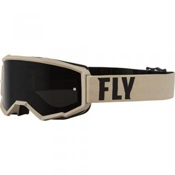 Fly Racing Gafas de Motocross Focus Beige Adulto con lentes ahumados, diseño en negro, rojo y naranja