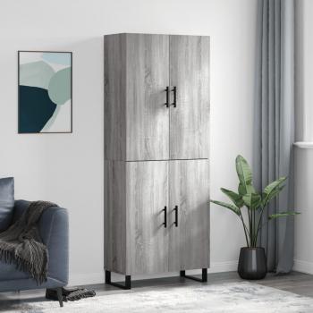 Aparador alto de madera multicapa gris Sonoma 69,5x34x180 cm