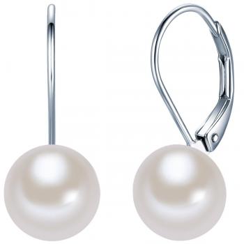 Pendientes de Perlas Valero - Aros de Plata 925 con Perlas Blancas 1 ct para Dama