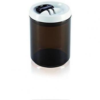 Leifheit Tarro Fresh&Easy para café de 1,4 L. redondo, tarro hermético con sistema de apertura con una mano, recipiente para alimentos especial para granos de café, tarro apilable