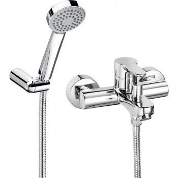 Roca L20 Bañera y Ducha Mezclador Monomando con Ducha de Mano, Flexo y Soporte A5A0109C02 / A5A0109NB4