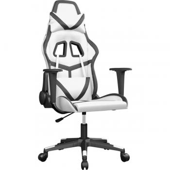 Silla de juego de masaje en cuero sintético blanco y negro