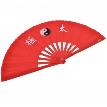 Abánico Tai Chi (Tai Ji Shan) bambú - Diestro, Rojo imprimido