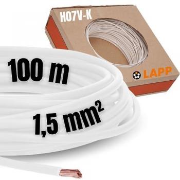 Lapp H07V-K 1.5mm² White Power Cable, 100 Meter Roll