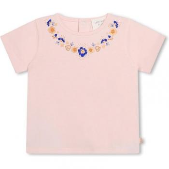 Camiseta de bebé niña de algodón Carrement Beau con fantasía en el escote, manga corta, modelo Y30117