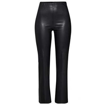 Soaked in Luxury Women's Black PU Kickflare Cropped Trousers