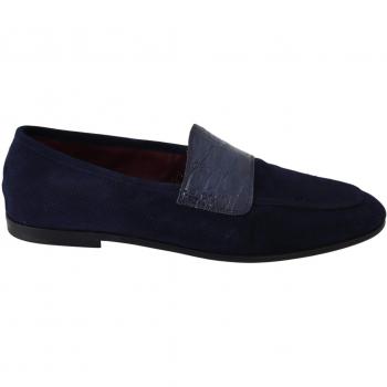 Dolce & Gabbana Blue Suede Caiman Loafers Slippers Shoes - EU39.5/US6.5