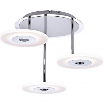 Plafoniera LED Adali 3-flammig regulable con interruptor de luz, diseño frisbee en acero y aluminio