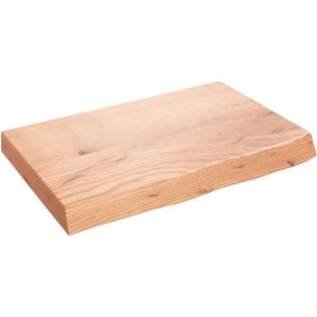 Estante de pared de madera de roble macizo tratado, color marrón, dimensiones 60x40x(2-6) cm