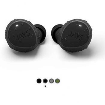 JAYS Auriculares Bluetooth inalámbricos - m-Seven - Negro/Gris - Earpods 38h de duración & con microfono