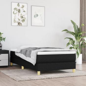 Estructura de cama box spring en tela negro 90x190 cm