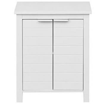 Armario de baño Rebecca Mobili de madera blanca, 2 puertas y 2 estantes, diseño compacto para ahorrar espacio