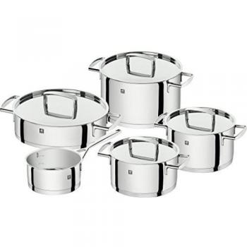ZWILLING Batería de Cocina de 5 Piezas, 4 Tapas, Apto para Inducción, Acero Inoxidable, Passion, Color Gris Brillante, Ø 16cm, Ø 20 cm, Ø 24 cm, Ø 28 cm