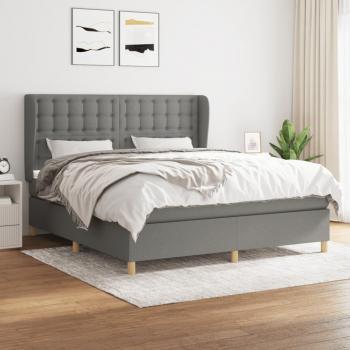 Cama box spring suave con colchón gris oscuro 160x200 cm Tela Vidaxl