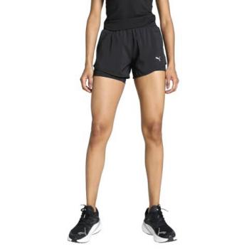 Pantalón Corto Running Puma 525763-01 Mujer Negro 2 en 1 Favorite Velocity 3