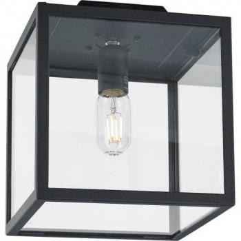 Plafón de jardín Lofoten negro 27 cm, lámpara de techo empotrada para exteriores, cubo, negro, IP44, E27