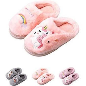 HausFine Zapatillas de Estar por Casa para Niñas Niños Invierno Zapatillas de Unicornio Interior Casa Caliente Pantuflas Suave Calentar Antideslizante Slippers