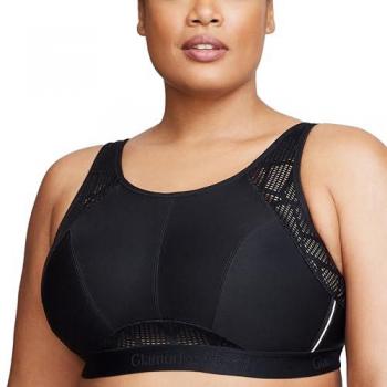Glamorise No Sweat Breathable Mesh Sports Bra Black for Women 46-C