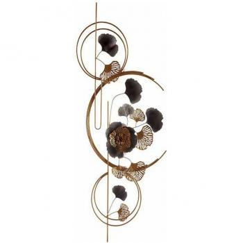 Decoración Colgante de Flores Mural Dorado de Metal Cobre (60 x 150 x 7,5 cm)