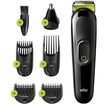 Braun Recortadora de Barba 6 en 1, Máquina Cortar Pelo, Cortapelos Nariz, Facial, MGK 3221, Verde Eléctrico