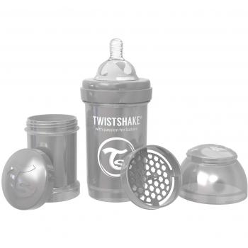 Twistshake 78378 - Biberón anti cólico, unisex, color perla gris