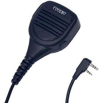 COODIO Micrófono 2 Pin Superior IP54 Impermeable Micro Altavoz Auriculares Policía Microfono Seguridad y Bodyguard Compatible con Kenwood Transceptor