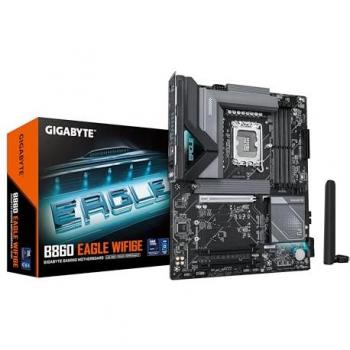 Placa Base GIGABYTE B860 EAGLE WIFI6E ATX para CPUs Intel LGA1851, DDR5 hasta 9066MHz, VRM 12+1+2+1 fases, PCIe 5