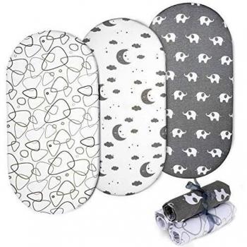 Momcozy Sábana Minicuna 75x33cm/80x46cm Ajustable para Colchón Capazo/Carro/Cochecito de bebé para Niños y Niñas, de 100% Algodón, Elástico se Adapta a Julius Zöllner, Träumeland, Alvi, FabiMax