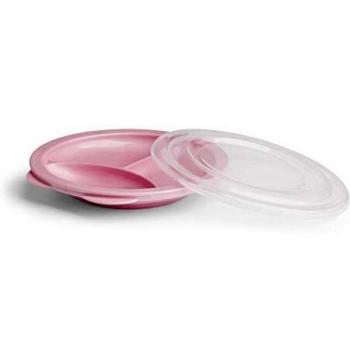 Herobility - Platos para bebé con subdivisión para bebés, niños pequeños y niños, sin BPA, color rosa