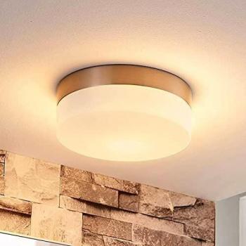 Lámpara de techo para baño Amilia de metal y vidrio, Ø 18 cm, regulable en intensidad