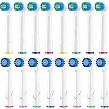Recambios Cepillo Compatible con Oral b Cepillo Eléctrico, Paquete de 16 Recambios Cepillo de dientes de repuesto, Incluye 8 Cabezales de cepillo Precision y 8 Cabezales de cepillo Sensitive（16）