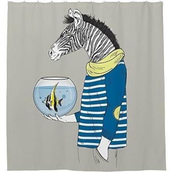 Río Unique Zebra Poliéster Impermeable Cortina De Ducha De 36 x 72, #1, 72x72