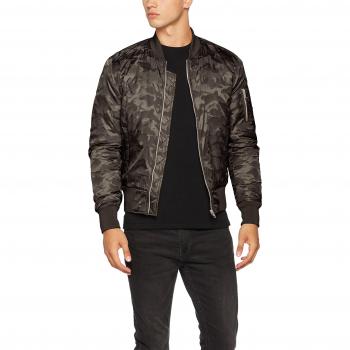 Urban Classics Tonal Camo Bomber Jacket - Dark Olive, Men's Size S to XXL