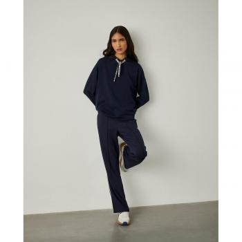 Jogger de mujer recto con cintura elástica Lion of Porches en canalé Navy