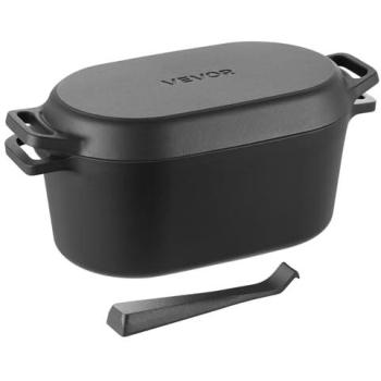 VEVOR 3.5 Quart Enameled Cast Iron Dutch Oven with Lid and Dual Handles, Heavy-Duty Cookware for Braising, Stews, Roasting, and Bread Baking, Induction Compatible up to 500℉ (